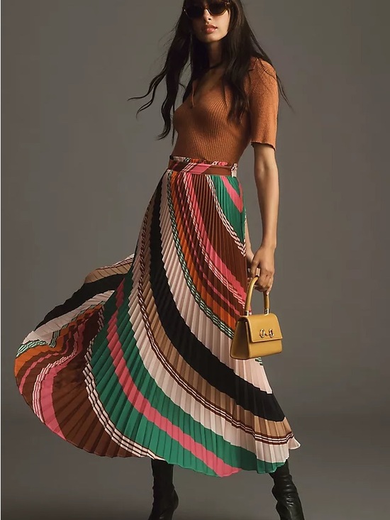 Anthropologie Dresses & Skirts - Anthropologie Maeve The Isobel Silky Pleated Midi Skirt